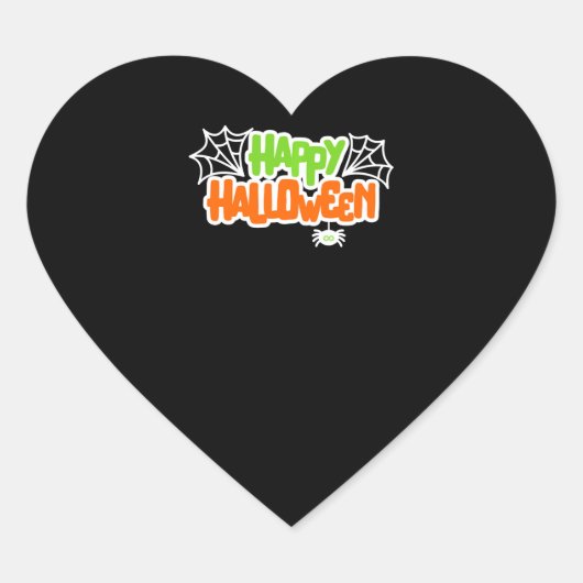 Happy Halloween Kleurrijke Schattigee Spinnenweb Hart Sticker (Voorkant)