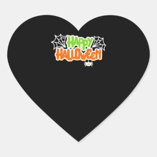 Happy Halloween Kleurrijke Schattigee Spinnenweb Hart Sticker
