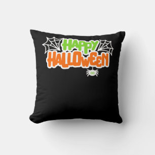 Happy Halloween Kleurrijke Schattigee Spinnenweb Kussen
