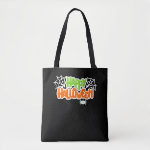 Happy Halloween Kleurrijke Schattigee Spinnenweb Tote Bag