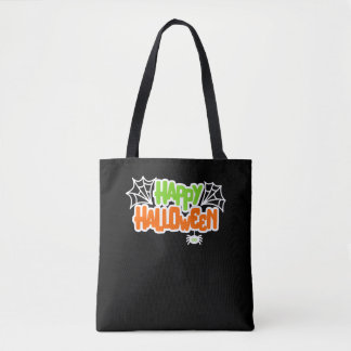 Happy Halloween Kleurrijke Schattigee Spinnenweb Tote Bag