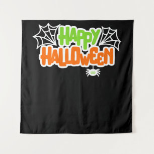 Happy Halloween Kleurrijke Schattigee Spinnenweb Wandkleed