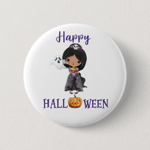 Happy Halloween-knop Girl Spooky princess-knop Ronde Button 5,7 Cm