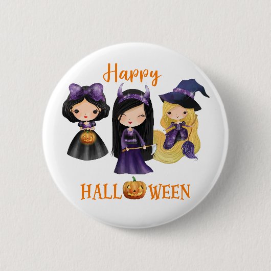 Happy Halloween-knop Girl Spooky princess-knop Ronde Button 5,7 Cm (Voorkant)