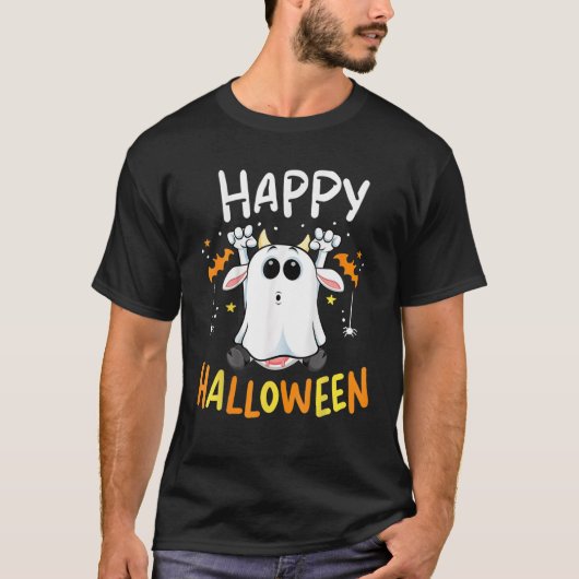 Happy Halloween Koe Ghost Koe Halloween Boerderij T-shirt (Voorkant)