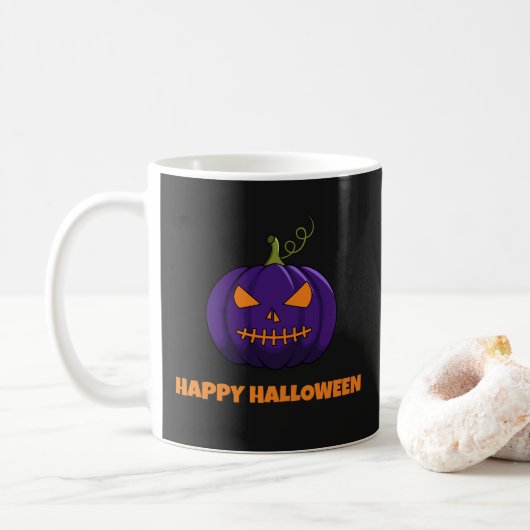 Happy Halloween koffie Mok met Paarse pompoen (Met donut)