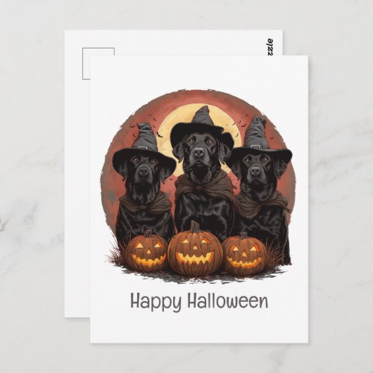Happy Halloween Labrador Retriever Dogs Witch Pett Briefkaart (Voorkant / Achterkant)