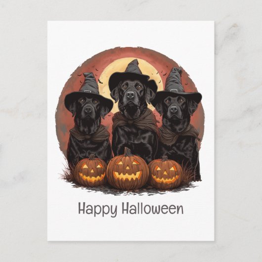 Happy Halloween Labrador Retriever Dogs Witch Pett Briefkaart (Voorkant)