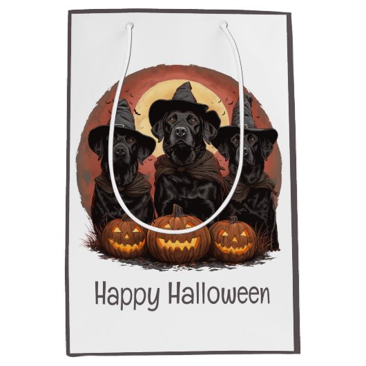 Happy Halloween Labrador Retriever Dogs Witch Pett Medium Cadeauzakje (Voorkant)