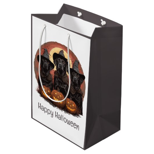 Happy Halloween Labrador Retriever Dogs Witch Pett Medium Cadeauzakje (Achterkant Gekanteld)