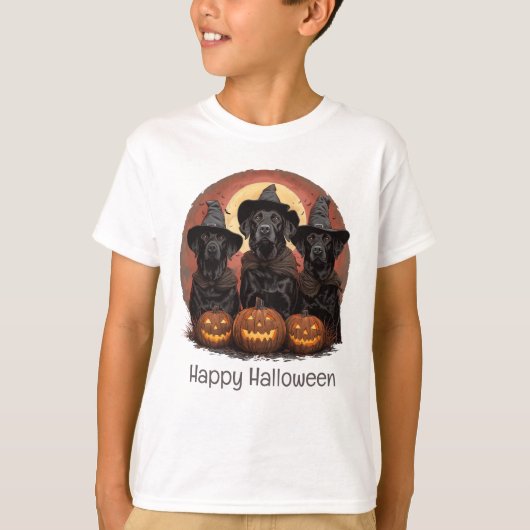 Happy Halloween Labrador Retriever Dogs Witch Pett T-shirt (Voorkant)