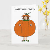 Happy Halloween Lady in Pumpkin Costume Kaart (Gele Bloem)