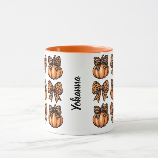 Happy Halloween Leopart Bow Pumpkin Coquette Mok (Midden)