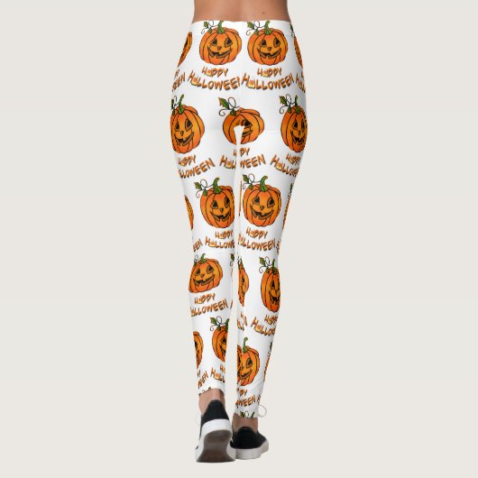 Happy Halloween, leuk pompoenpatroon, snoepmaïs Leggings (Achterkant)
