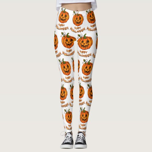 Happy Halloween, leuk pompoenpatroon, snoepmaïs Leggings (Voorkant)