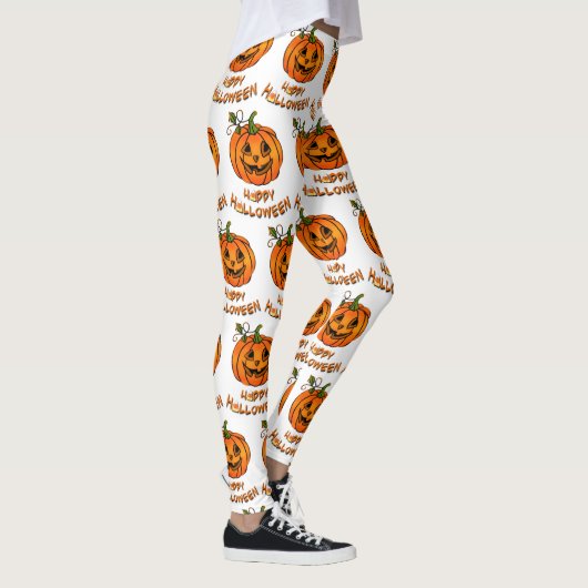 Happy Halloween, leuk pompoenpatroon, snoepmaïs Leggings (Rechts)