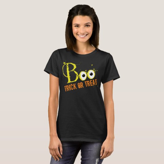 Happy Halloween Leuke Boo Eyeball Trick or treat T-shirt (Voorkant volledig)