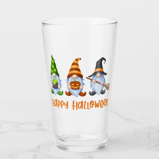 Happy Halloween Leuke Waterverf Gnomen Glas (Voorkant)