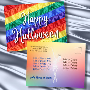 Happy Halloween LGBT homoregenboogvlag kleurig Briefkaart