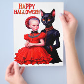 Happy Halloween Little Witch And Her Black Cat Flyer (Hand)