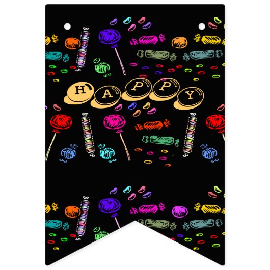 Happy Halloween Lollipops en Snoep Black Pattern Vlaggetjes (Tweede vlag)