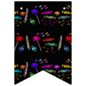 Happy Halloween Lollipops en Snoep Black Pattern Vlaggetjes (Eerste vlag)