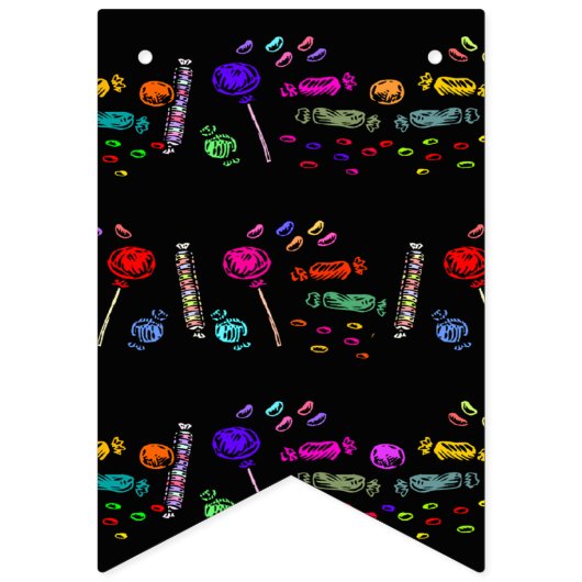 Happy Halloween Lollipops en Snoep Black Pattern Vlaggetjes (Derde vlag)