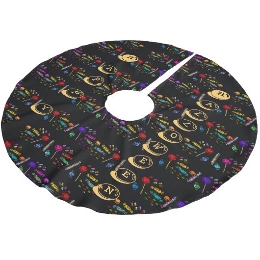 Happy Halloween Lollipops en Snoep Pattern Kerstboom Rok (Gekanteld)