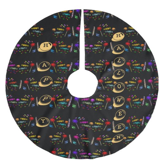 Happy Halloween Lollipops en Snoep Pattern Kerstboom Rok (Voorkant)