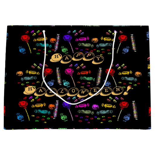Happy Halloween Lollipops en Snoep Pattern, ZSSG Groot Cadeauzakje (Voorkant)