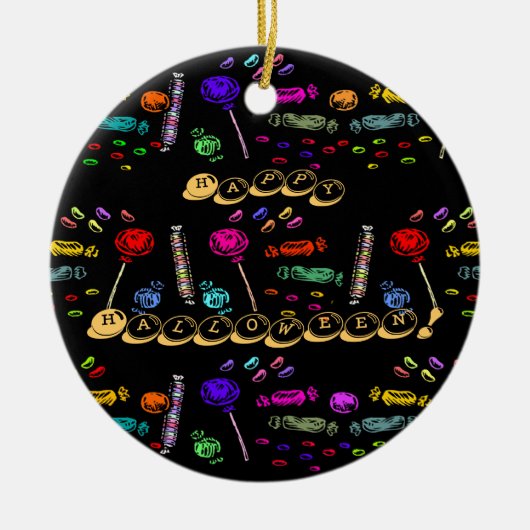 Happy Halloween Lollipops en Snoep Pattern, ZSSG Keramisch Ornament (Voorkant)