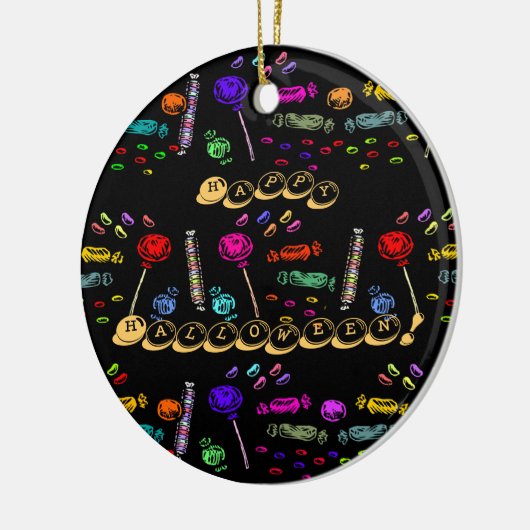 Happy Halloween Lollipops en Snoep Pattern, ZSSG Keramisch Ornament (Links)