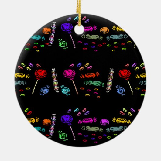 Happy Halloween Lollipops en Snoep Pattern, ZSSG Keramisch Ornament (Achterkant)