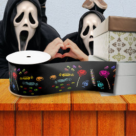 Happy Halloween Lollipops en Snoep Pattern, ZSSG Satijnen Lint