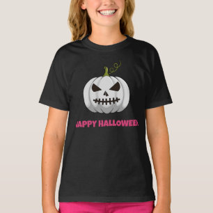 Happy Halloween meisjes T-shirt met witte pompoen