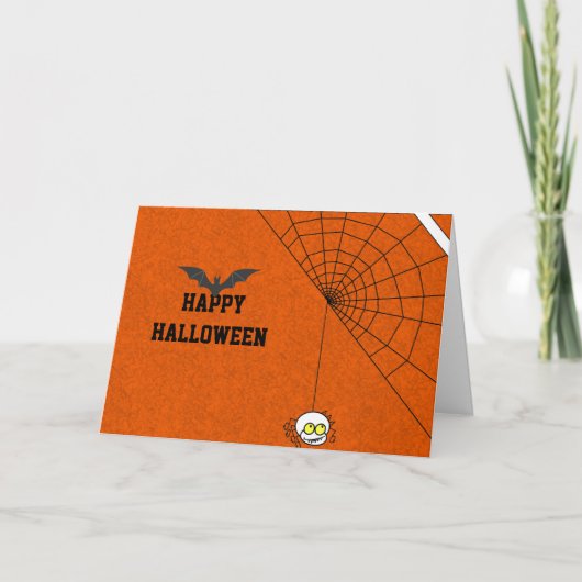 Happy Halloween met Black Bat en Spider web Kaart (Voorkant)