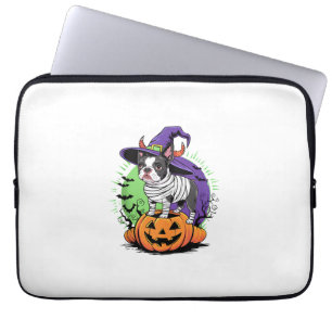 Happy Halloween met Boston Terrier Mummy & Witch Laptop Sleeve