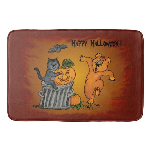 Happy Halloween met Cat Bat Dog en Spider Badmat (Voorkant)