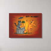 Happy Halloween met Cat Bat Dog en Spider Canvas Afdruk (Voorkant)