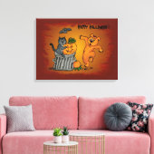 Happy Halloween met Cat Bat Dog en Spider Canvas Afdruk (Insitu (Woonkamer))