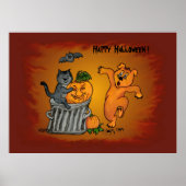 Happy Halloween met Cat Bat Dog en Spider Poster (Voorkant)
