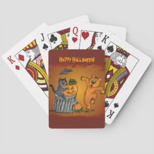 Happy Halloween met Cat Bat Dog en Spider Speelkaarten