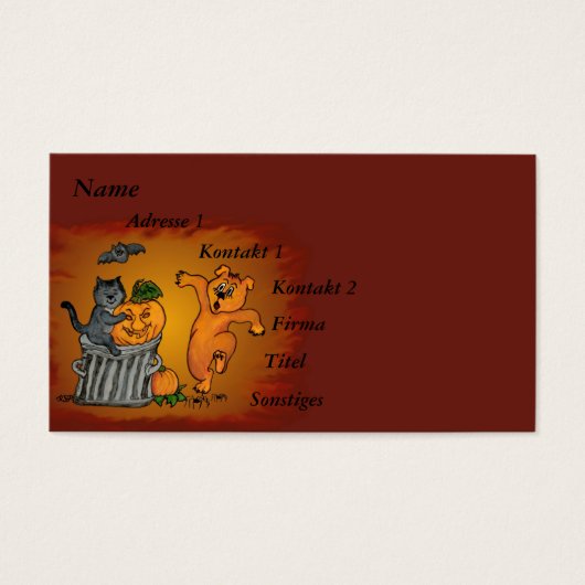 Happy Halloween met Cat Bat Dog en Spider Visitekaartje (Voorkant)