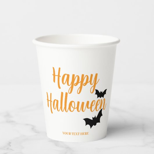 HAPPY HALLOWEEN met eenvoudige vleermuizen Papieren Bekers (Voorkant)