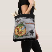 Happy Halloween met Ghost Cat Bat Pumpkin Tote Bag (Dichtbij)