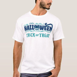 Happy Halloween met glimlachende kat gezicht T-shirt