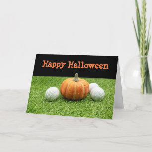 Happy Halloween met golfbal en pompoen Kaart