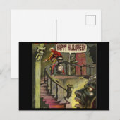 Happy Halloween met haunted house en geest Briefkaart (Voorkant / Achterkant)