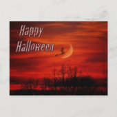 Happy Halloween met heks en maan Briefkaart (Voorkant)