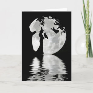 Happy Halloween met heks, Owl, Black Cat Moon Kaart